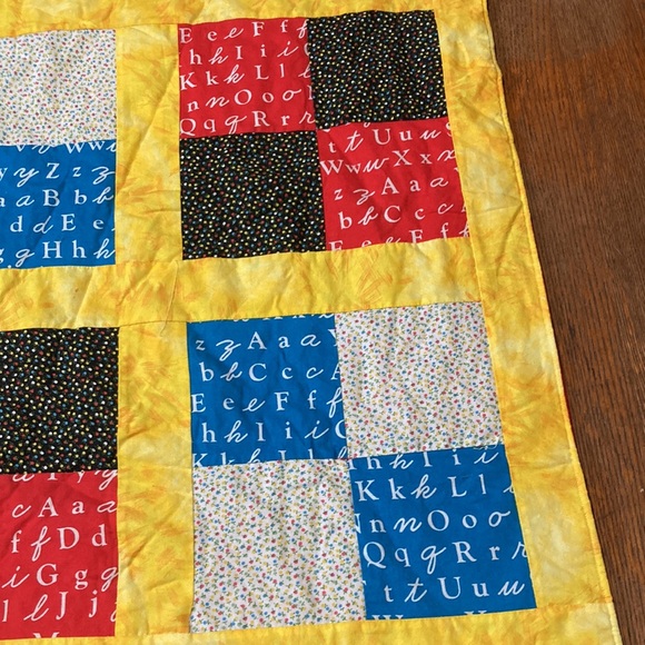 Handmade ABC Alphabet  Rectangular Patch Quilt Colorful Bright 44 x 34 inches - Picture 3 of 7